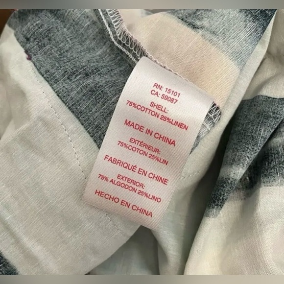 Red Carter Womens Linen Blend Pants Size Small Stripe Elastic Waist - Picture 8 of 10